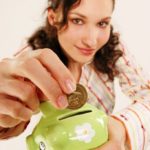 Woman with Piggy Bank Image